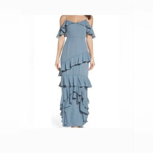 WAYF ANTHROPOLOGIE DANIELLE OFF THE SHOULDER TIERED MAXI DRESS, SIZE XS